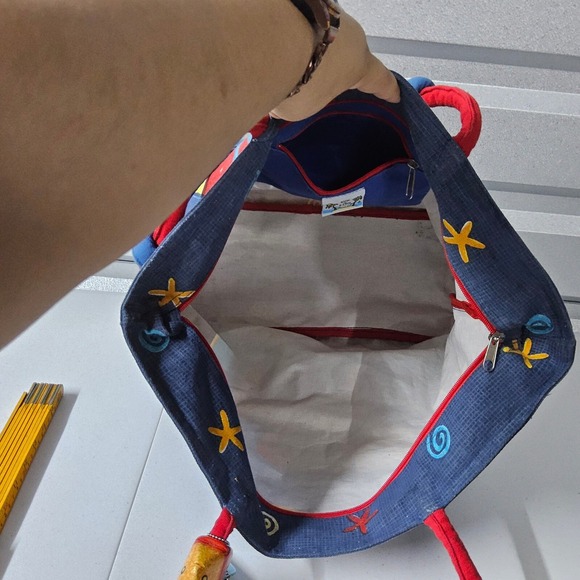 Sun and Sand Fish Large Tote Bag Novelty Nautical Beach Bag Purse Colorful - Picture 16 of 16